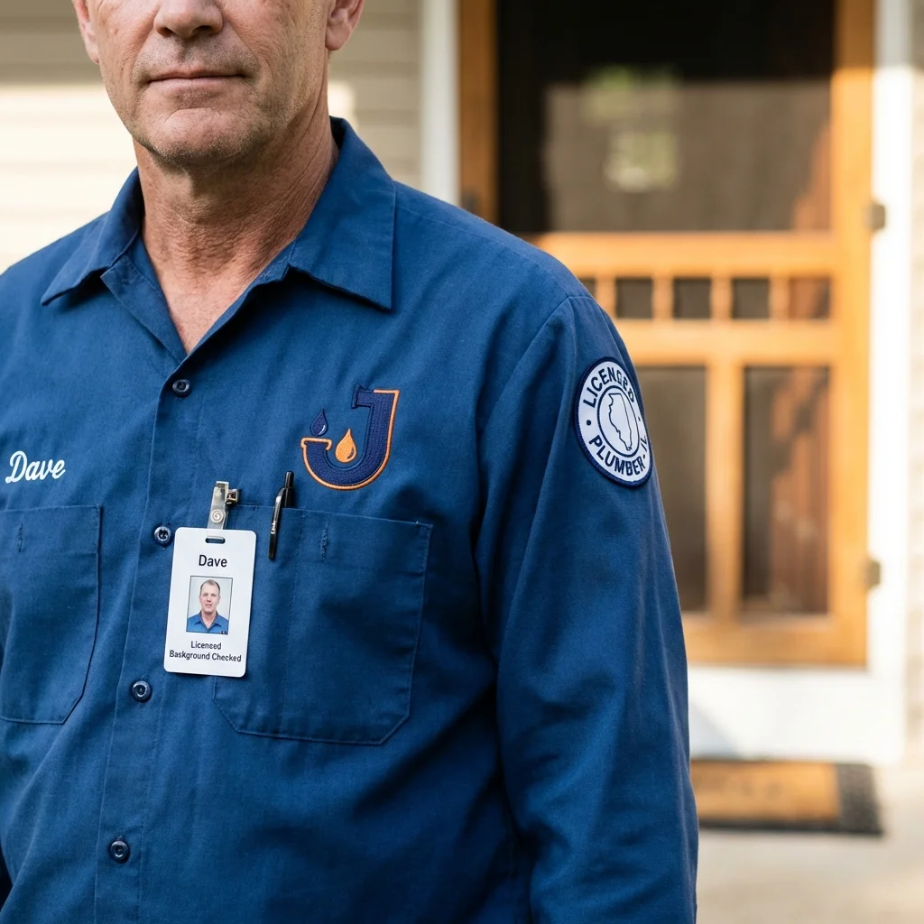 Licensed plumber showing ID badge in Royal City, WA