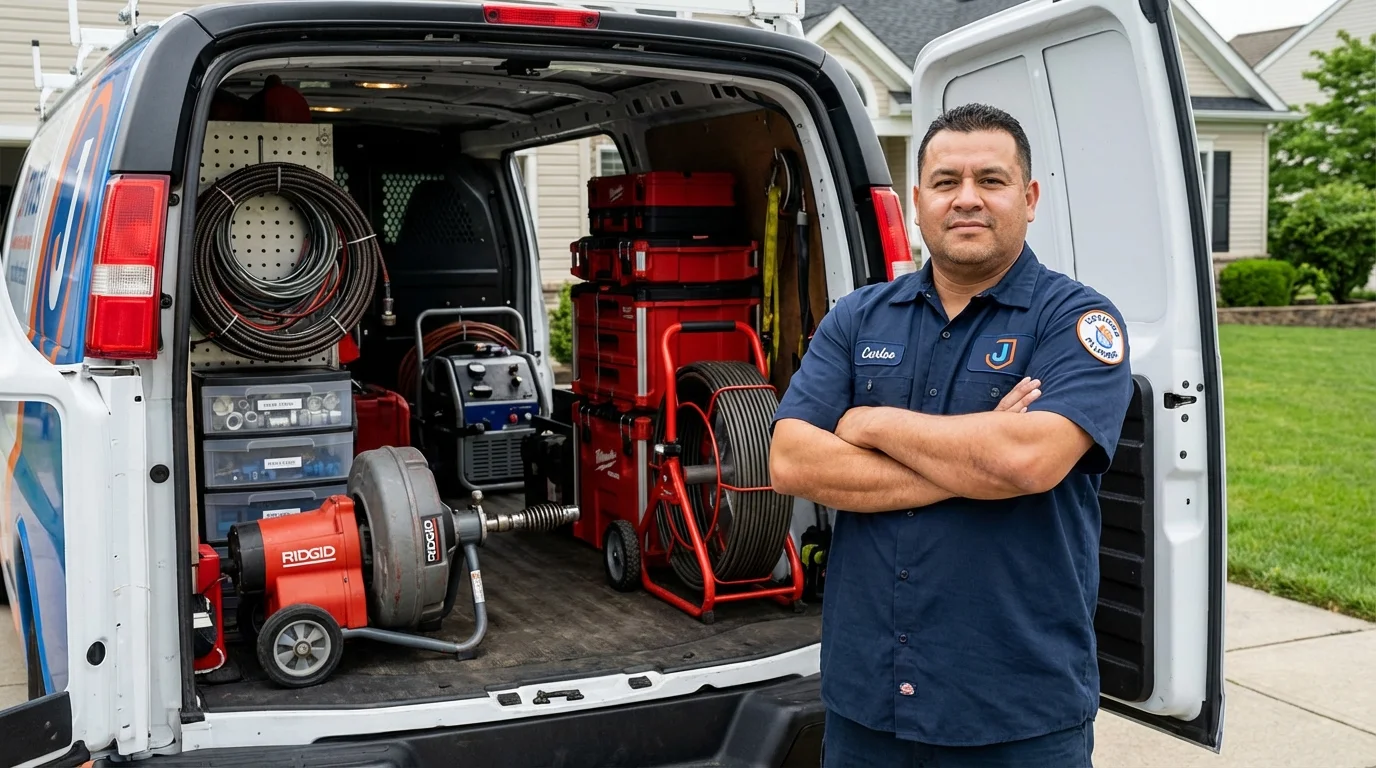 Professional drain cleaning equipment and Johns Plumbing LLC plumber in Royal City