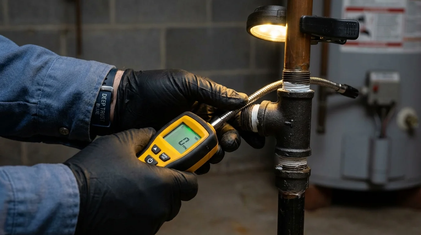 Gas leak detection with electronic sniffer by Johns Plumbing LLC in Royal City